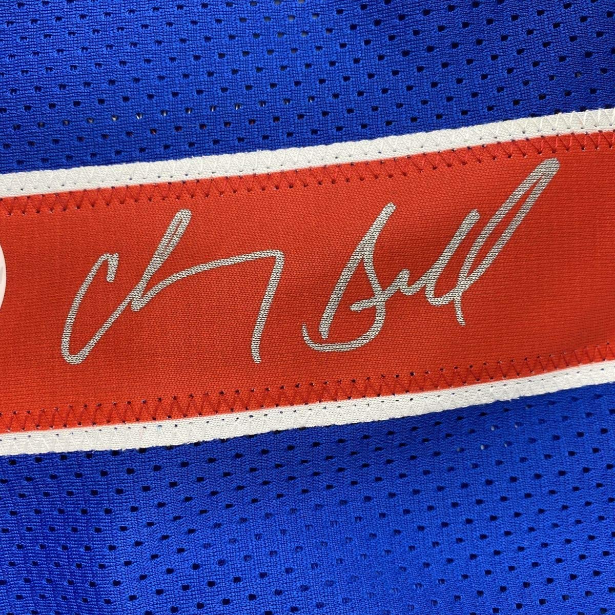 Autographed/Signed Chauncey Billups Detroit Blue Basketball Jersey JSA COA - Sport Cards