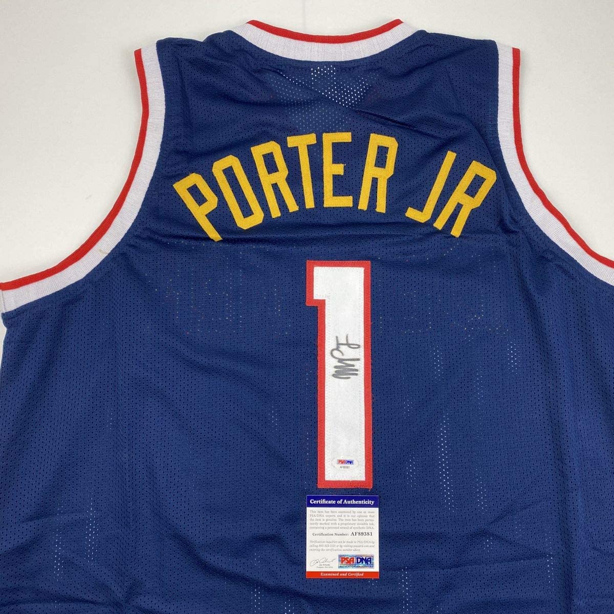 Autographed/Signed Michael Porter Jr. Denver Dark Blue Basketball Jersey PSA/DNA COA - Sport Cards