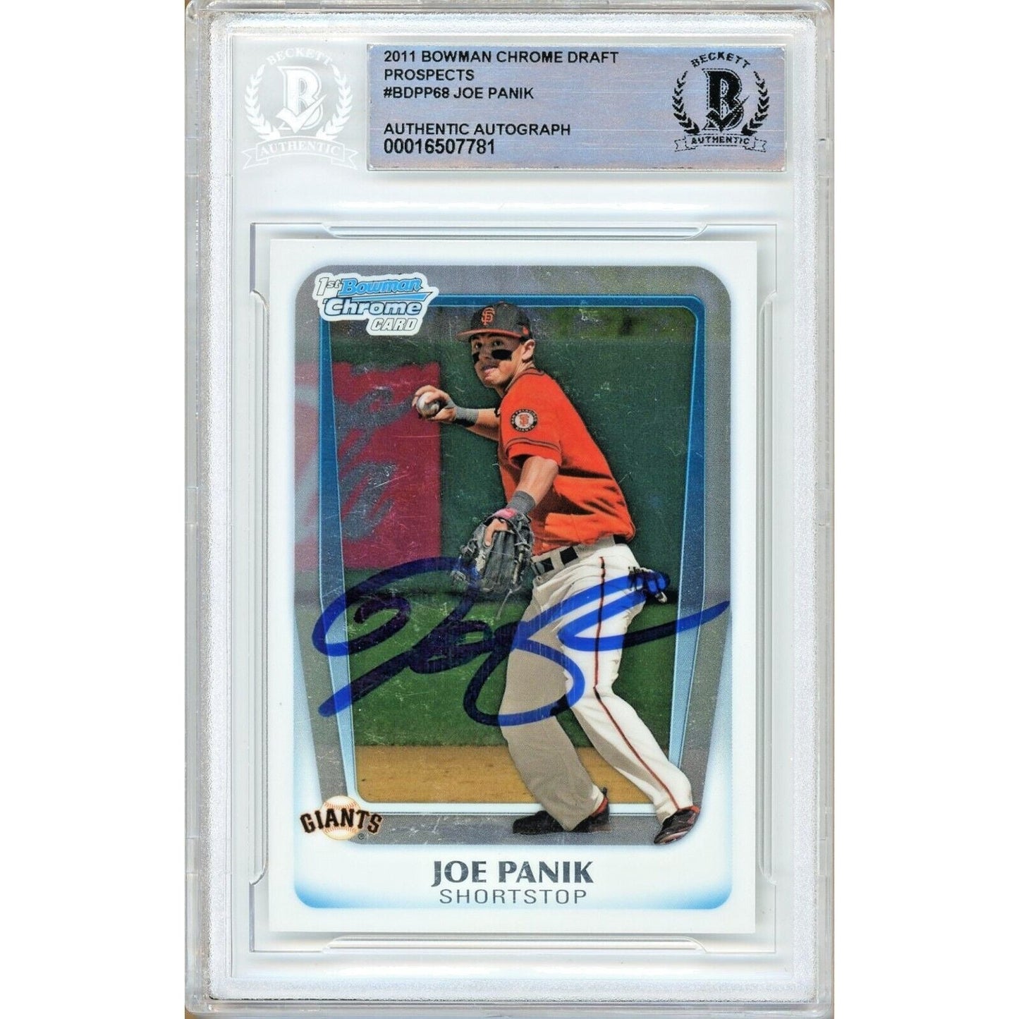 2011 Bowman #BDPP68 — Joe Panik SF Giants Autographed Trading Card — Beckett Authentication