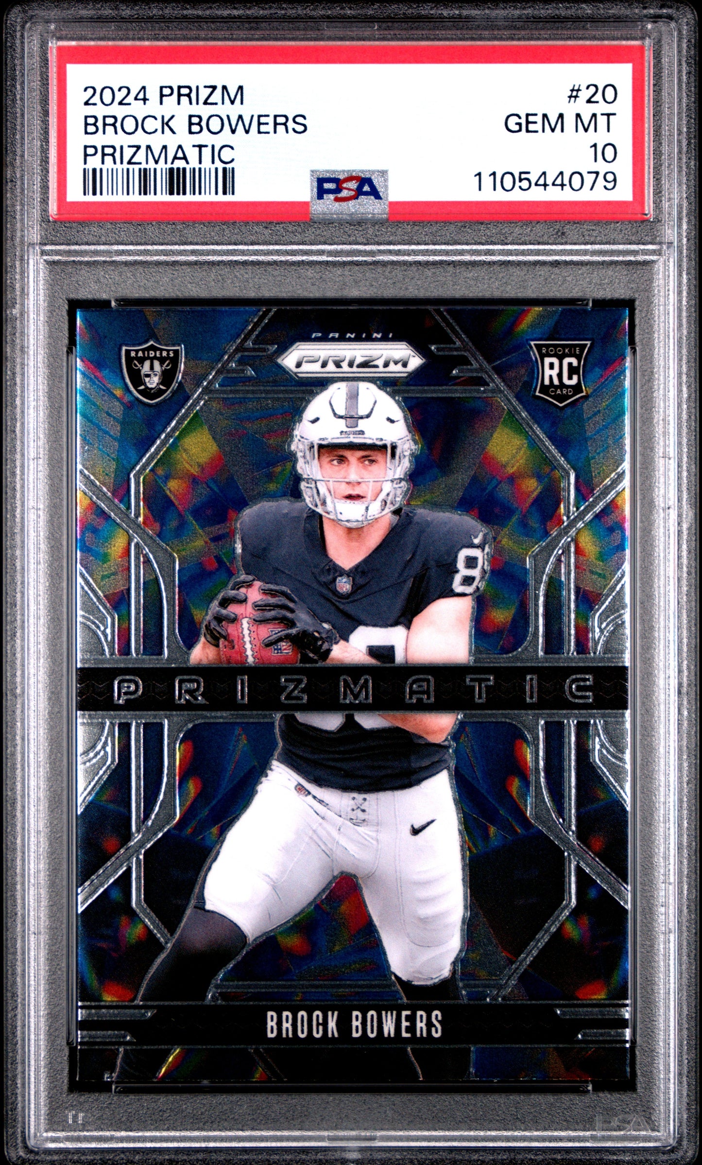 Graded 2024 Panini Prizm Brock Bowers #20 Prizmatic Rookie RC Football Card PSA 10 Gem Mint - Sport Cards
