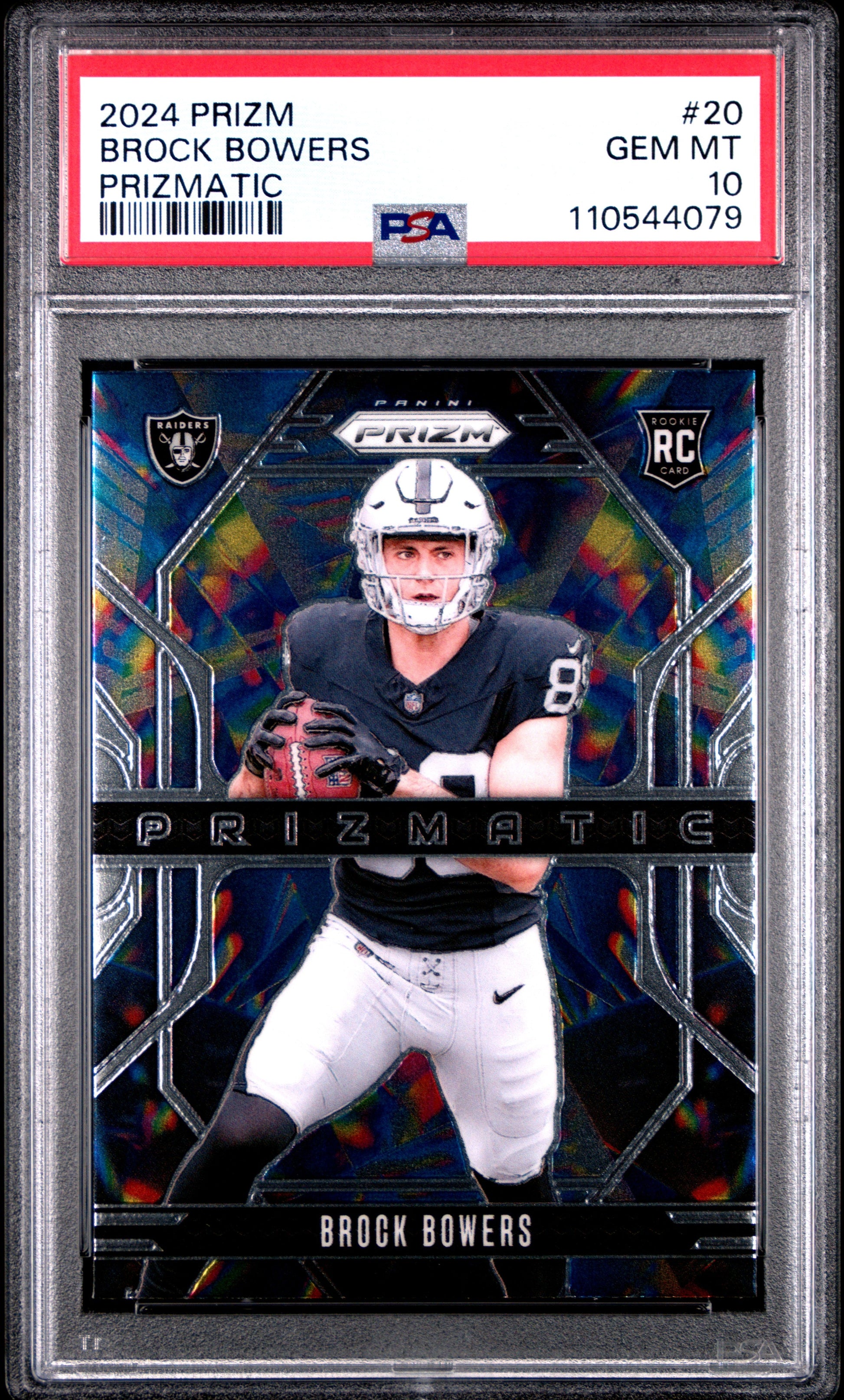 Graded 2024 Panini Prizm Brock Bowers #20 Prizmatic Rookie RC Football Card PSA 10 Gem Mint - Sport Cards