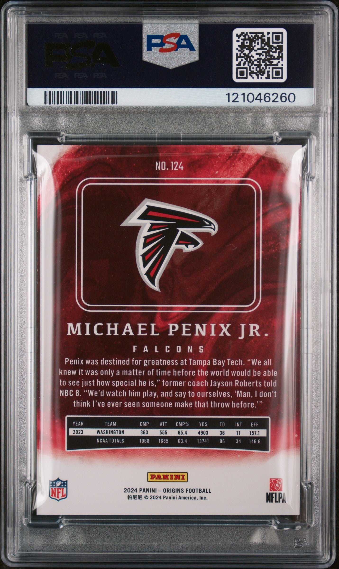 Graded 2024 Panini Origins Michael Penix Jr #124 Rookie RC Football Card PSA 10 Gem Mint