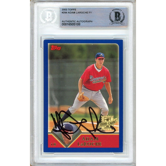 2003 Topps #294 — Adam Laroche Atlanta Braves Autographed Trading Card — Beckett Authentication