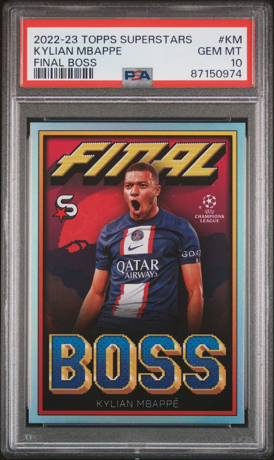 Graded 2022 Topps Superstarts Kylian Mbappe #KM Final Boss Soccer Card PSA 10 Gem Mint