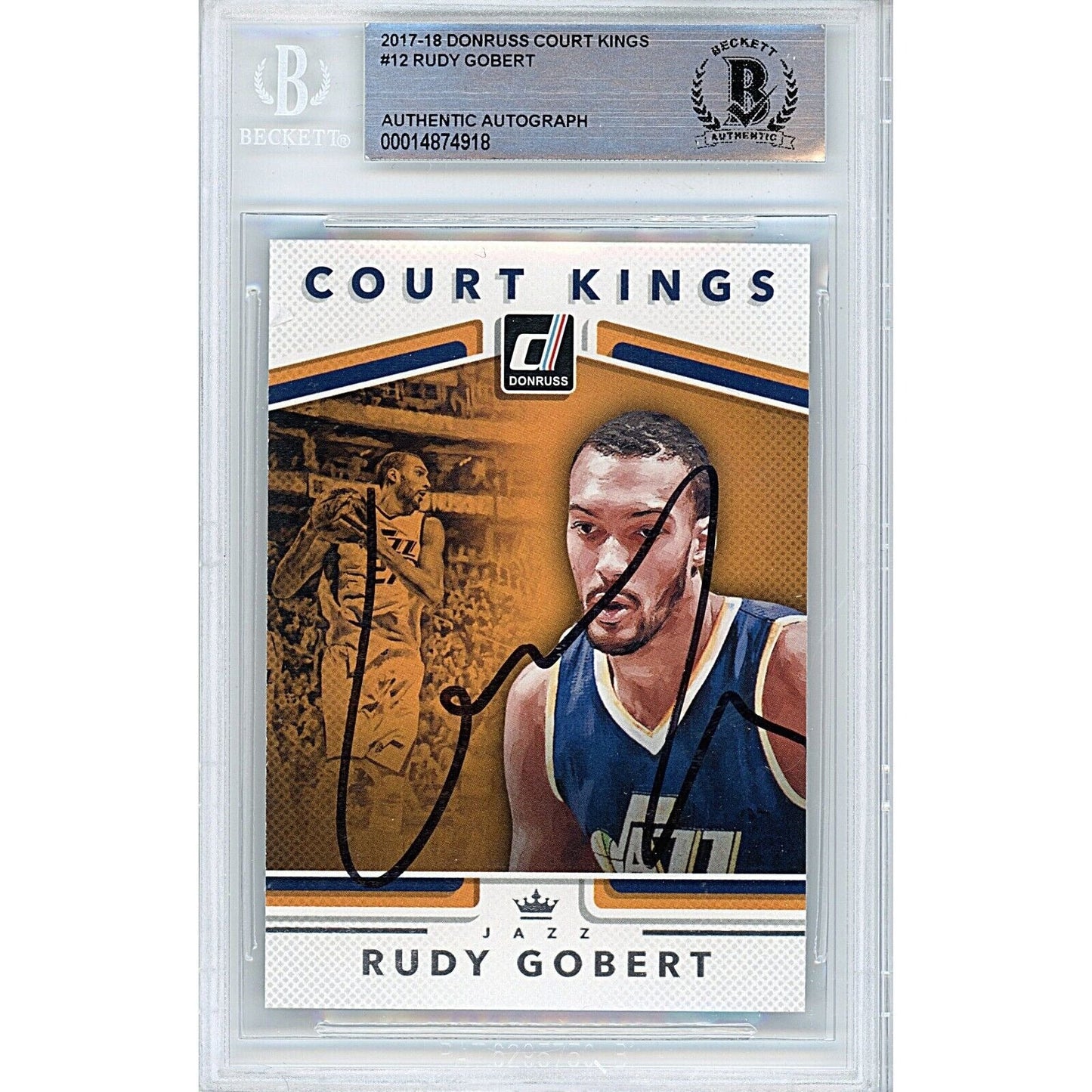 Rudy Gobert Utah Jazz Signed 2017 Donruss Court Kings Card Beckett Authentic Auto Slab