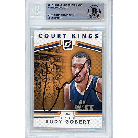 Rudy Gobert Utah Jazz Signed 2017 Donruss Court Kings Card Beckett Authentic Auto Slab
