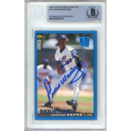 Pedro Martinez Montreal Expos Signed 1995 Collectors Choice SE Card BAS Auth Auto Slab