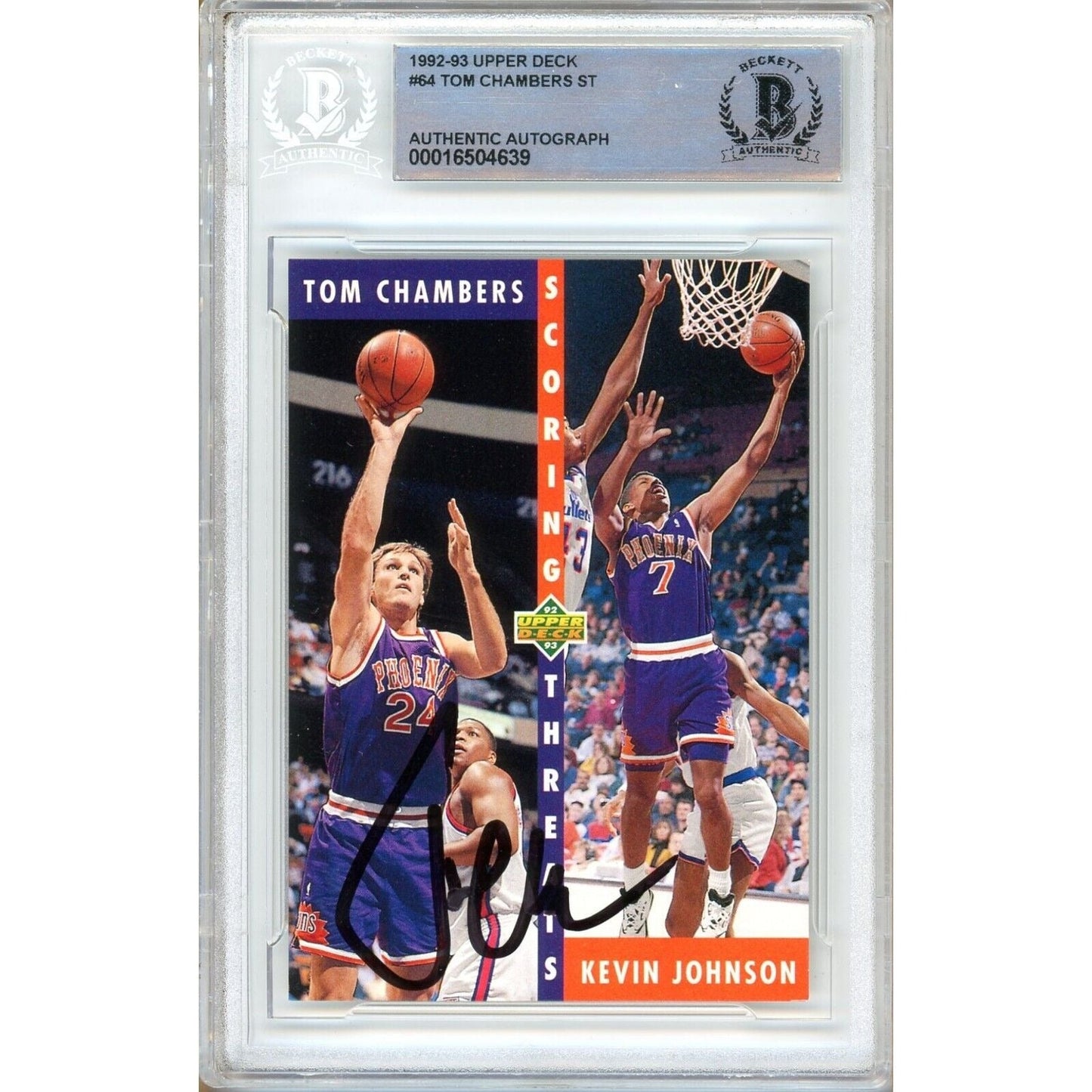 Tom Chambers Phoenix Suns Signed 1992-93 Upper Deck Card Beckett Authentic Auto Slab