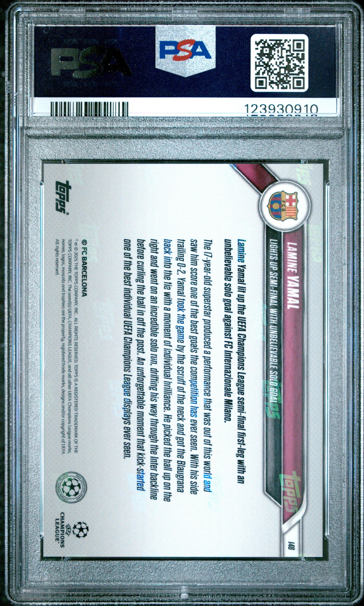 Graded 2024 Topps Now UCL Lamine Yamal #148 Rookie RC Soccer Card PSA 10 Gem Mint