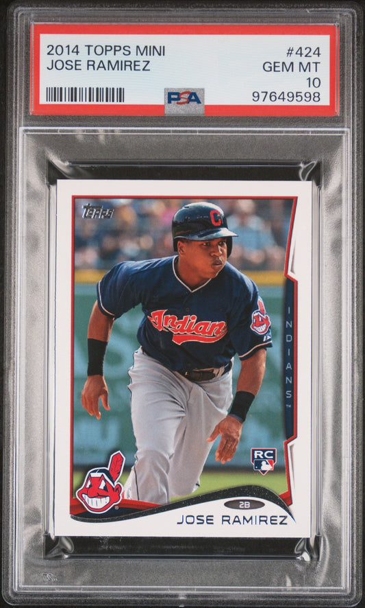 Graded 2014 Topps Jose Ramirez #424 Rookie RC Baseball Card PSA 10 Gem Mint