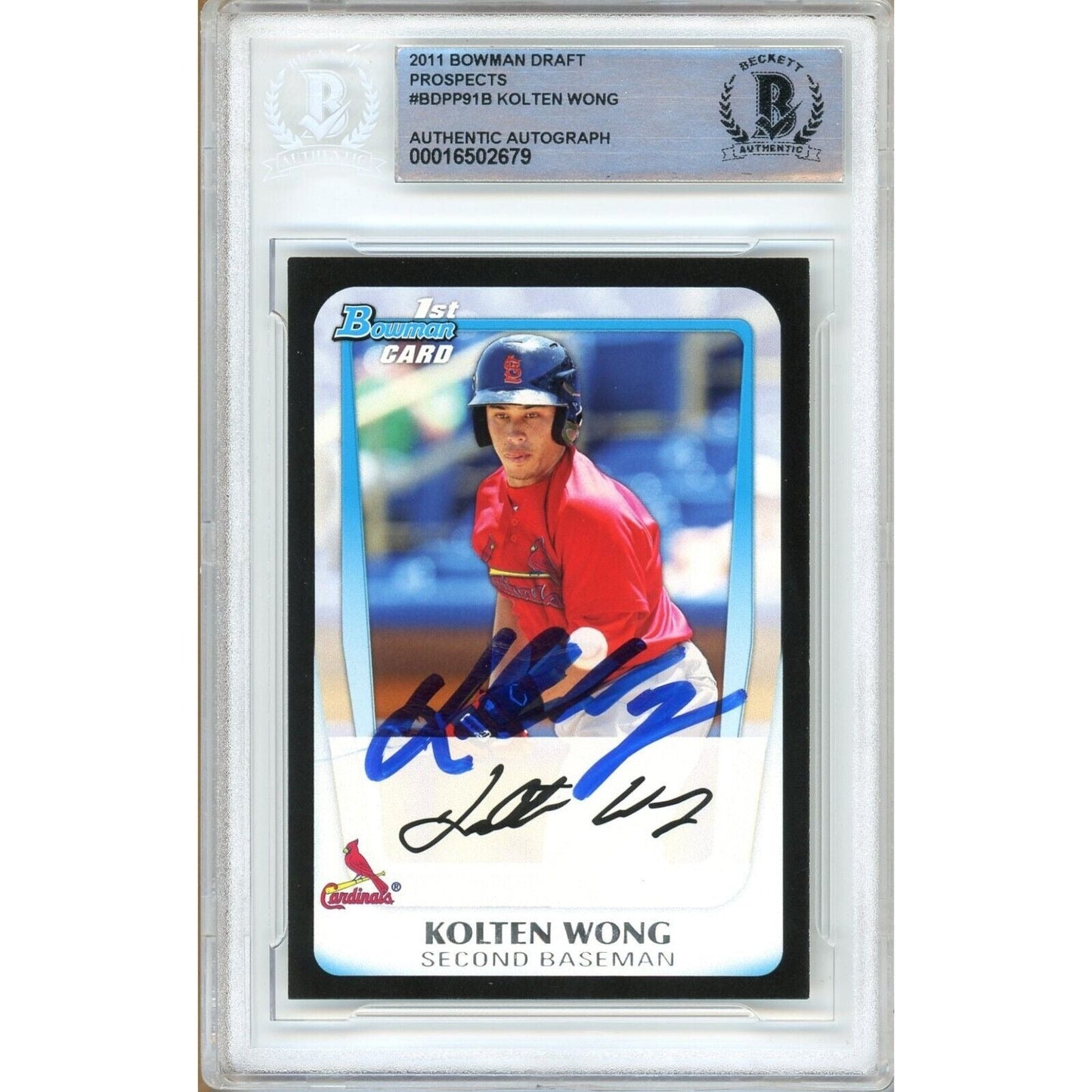 2011 Bowman Draft Prospects #BDPP91B — Kolten Wong St Louis Cardinals Autographed Trading Card — Beckett Authentication