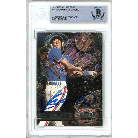 Vladimir Guerrero Montreal Expos Signed 1997 Metal Universe Card Beckett Auth Auto Slab