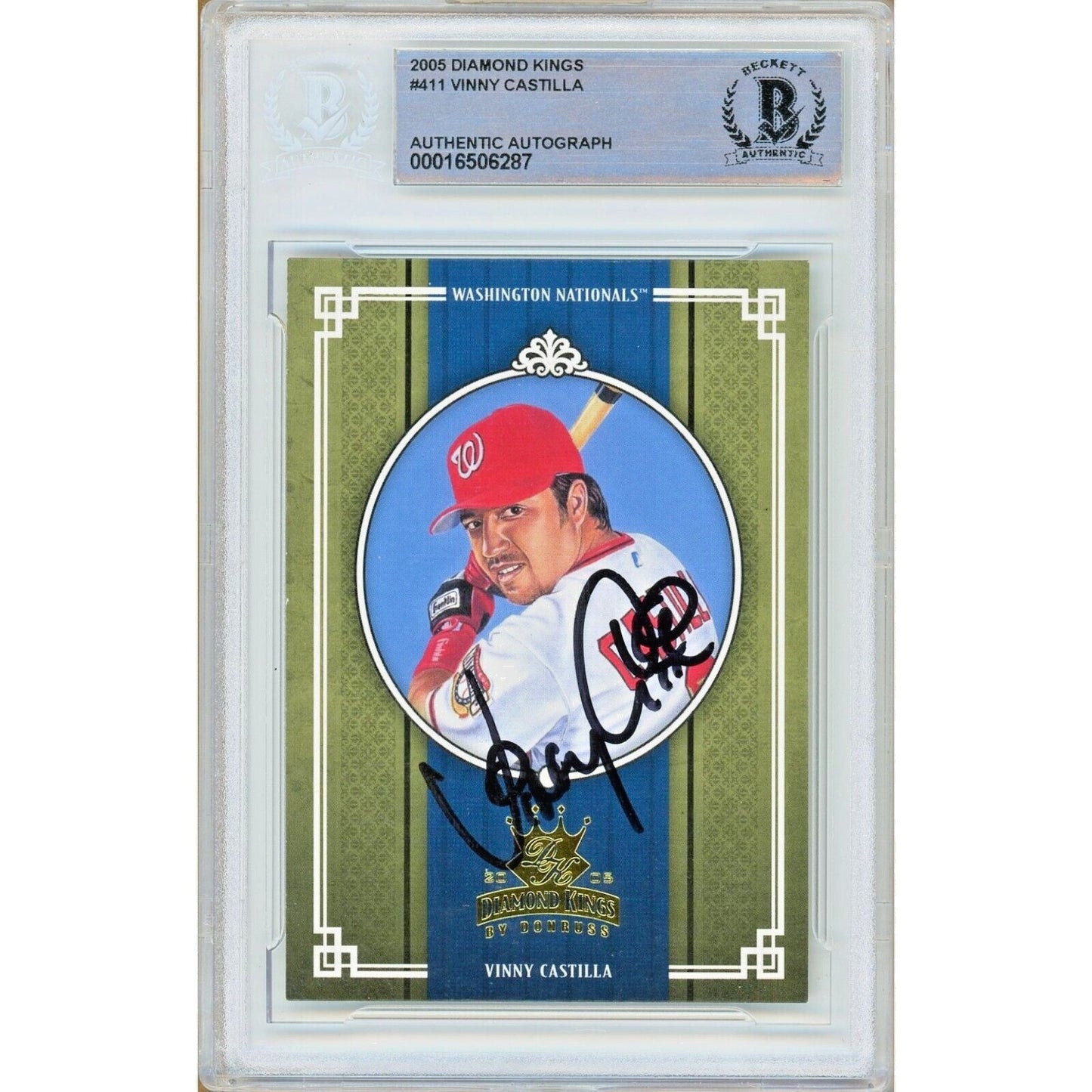 Vinny Castilla Washington Nationals Signed 2005 Diamond Kings Card Beckett Auth Auto Slab