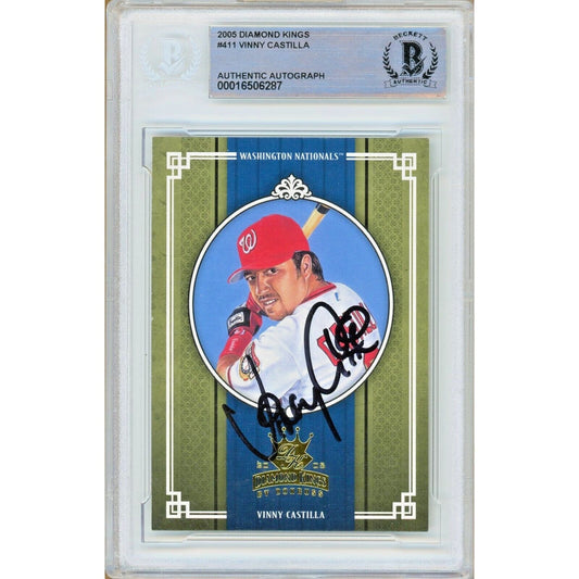 Vinny Castilla Washington Nationals Signed 2005 Diamond Kings Card Beckett Auth Auto Slab