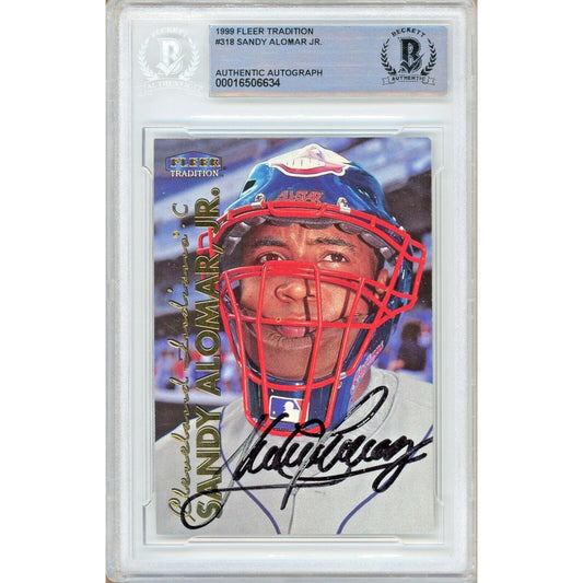 Sandy Alomar Jr Cleveland Indians Signed 1999 Fleer Tradition Card Beckett Auth Auto Slab