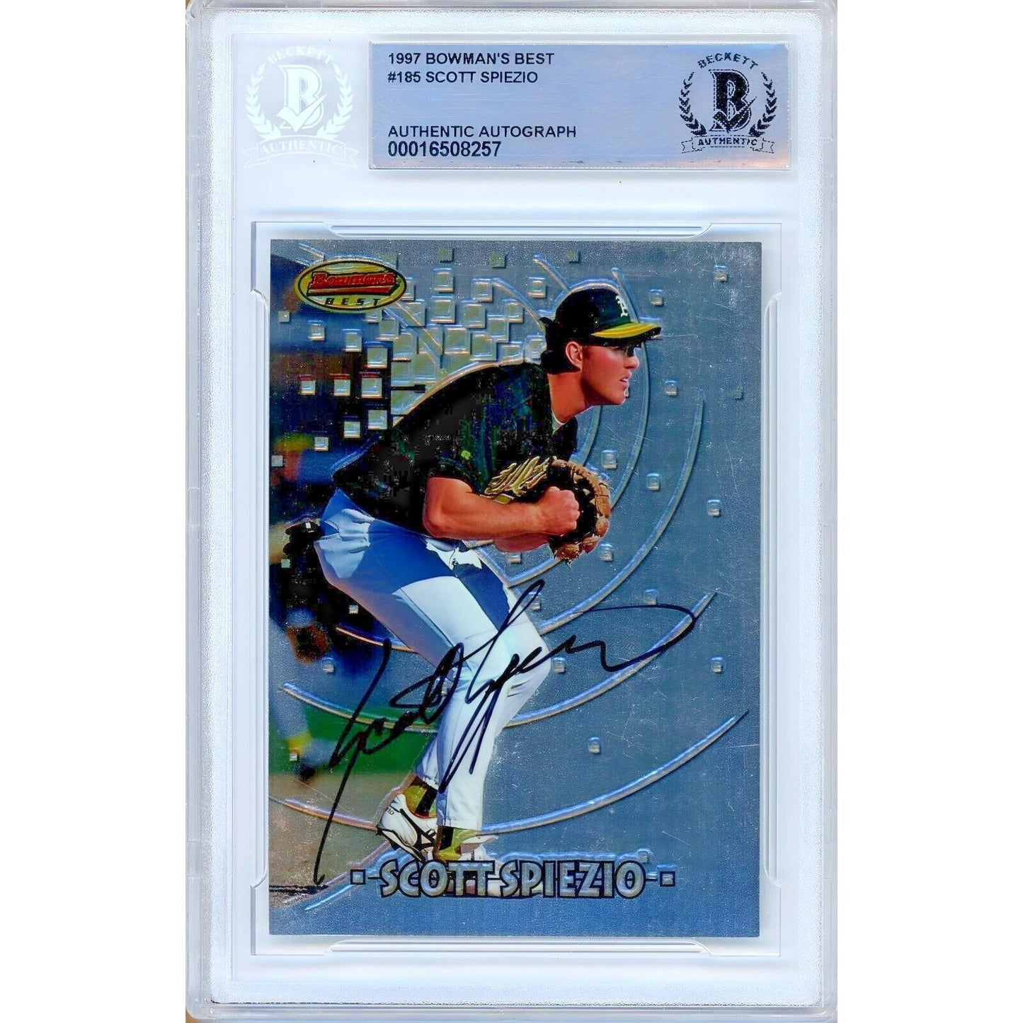 Scott Spiezio Oakland Athletics Signed 1997 Bowmans Best RC Beckett Authentic Auto Slab