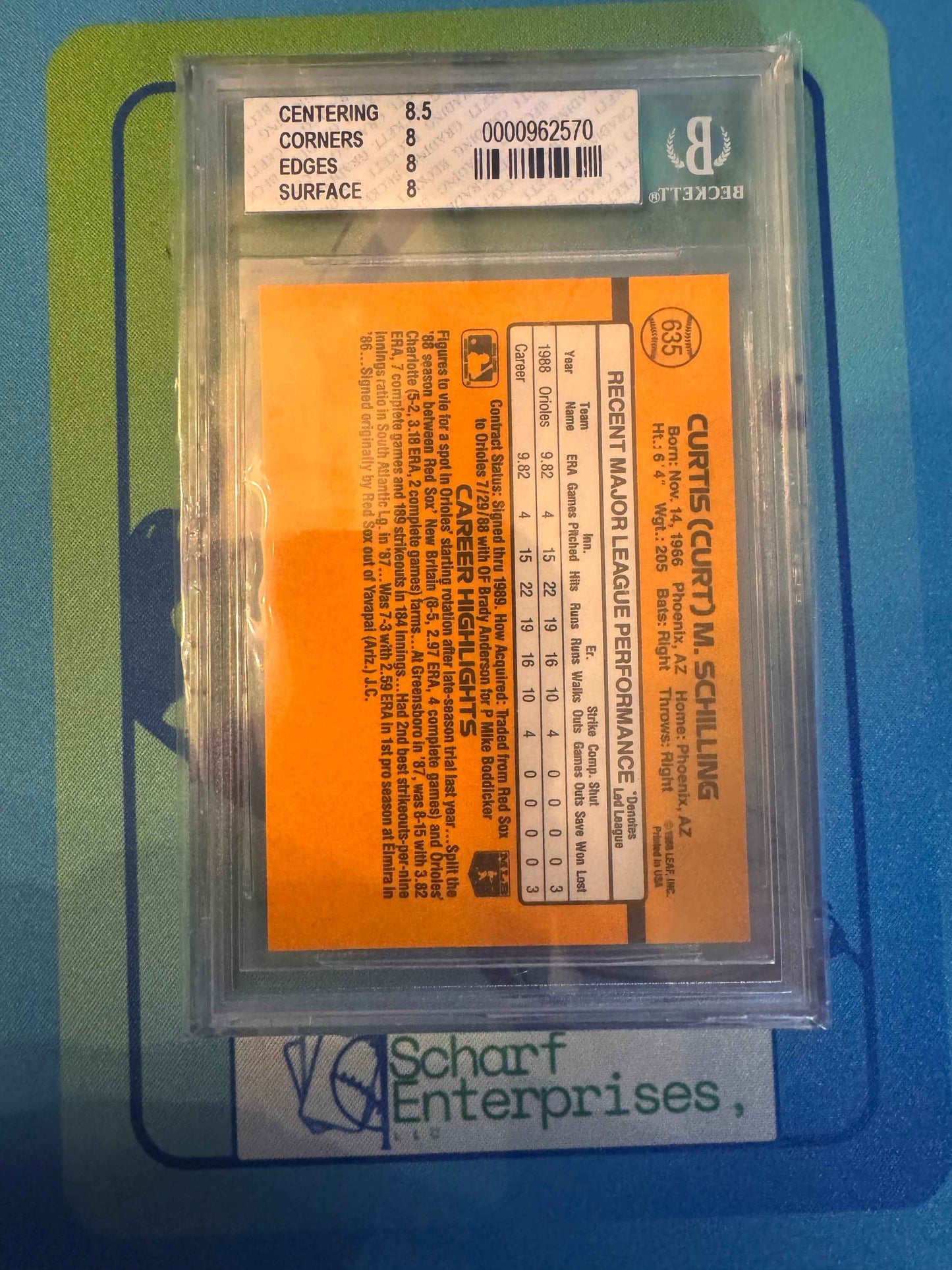 1989 Donruss #635 Curt Schilling BGS 8 Card