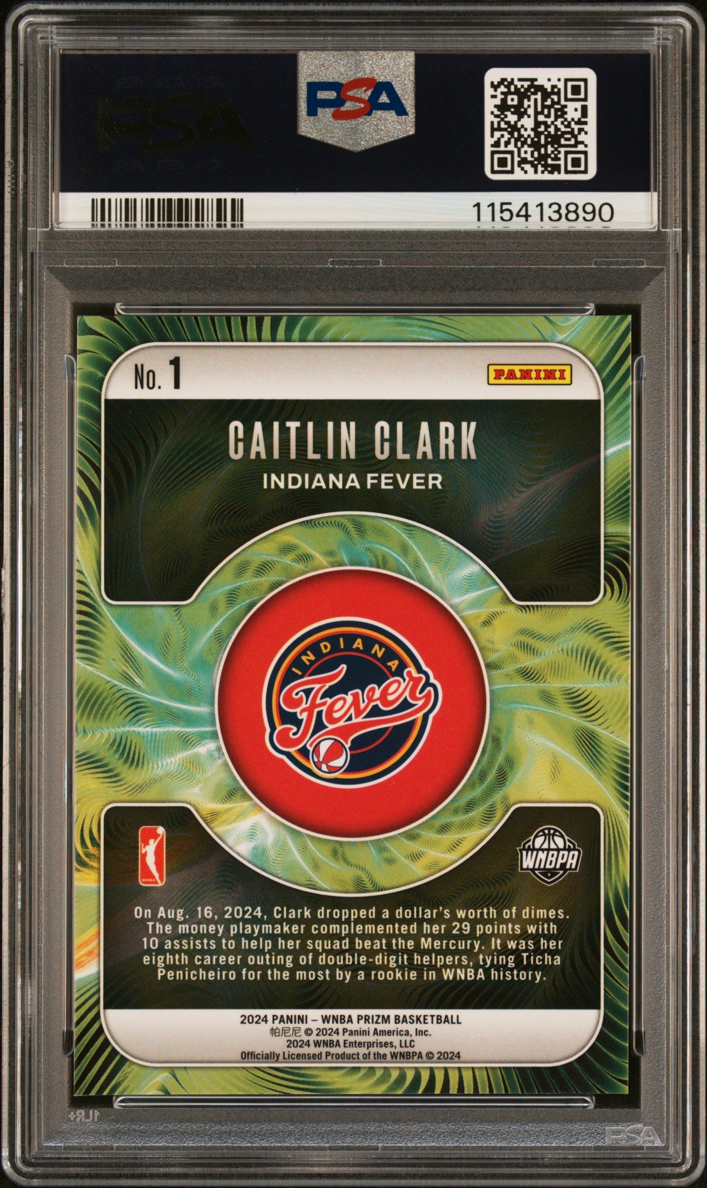 Graded 2024 Panini Prizm Caitlin Clark #1 Fractal Rookie RC Basketball Card PSA 10 Gem Mint - Sport Cards