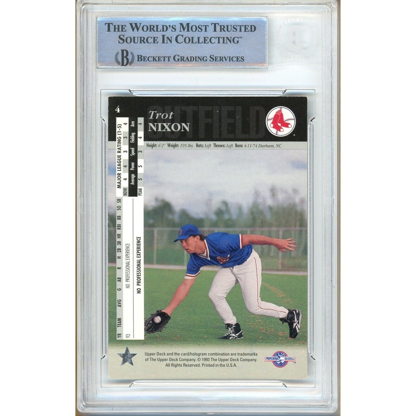 Trot Nixon Boston Red Sox Signed 1994 Upper Deck Minors Card RC Beckett Authentic Auto