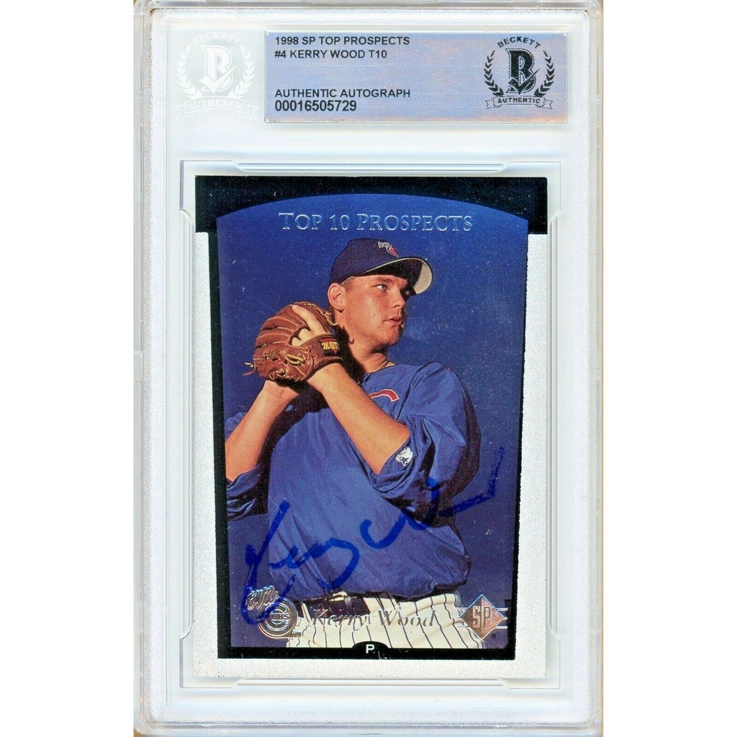 1998 Upper Deck SP Top Prospects #4 — Kerry Wood Chicago Cubs Autographed Trading Card — Beckett Authentication