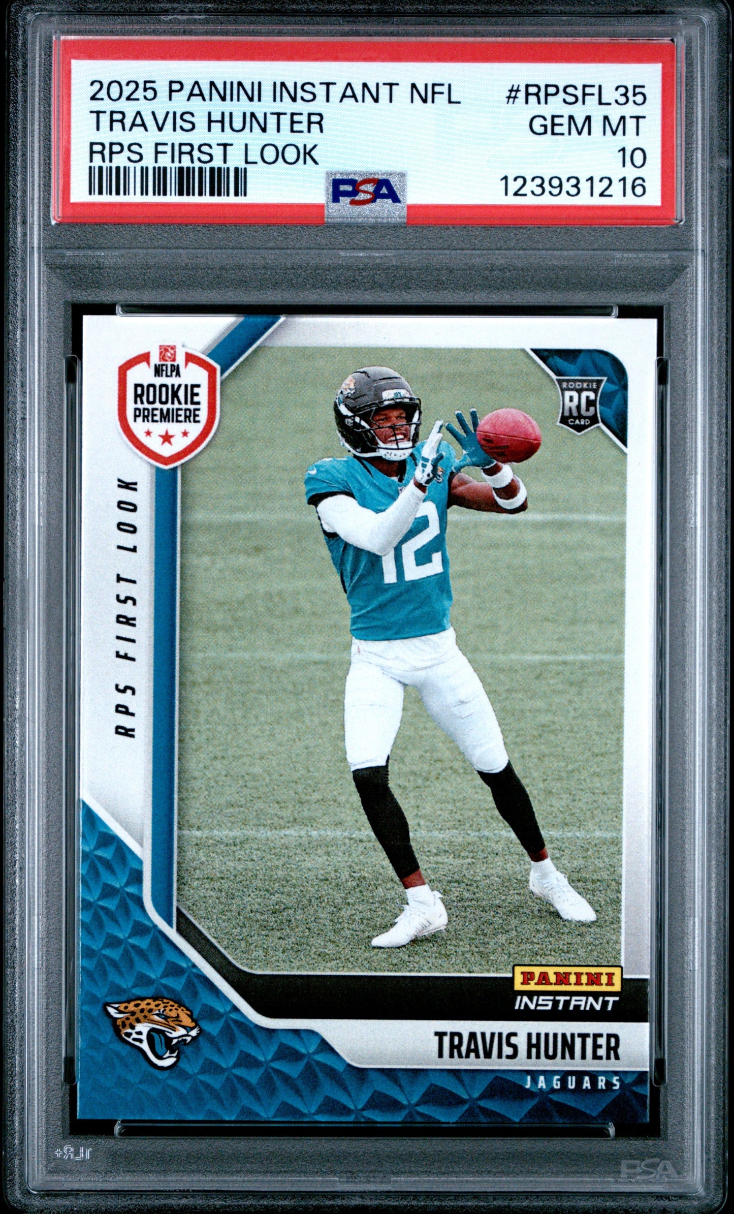 Graded 2025 Panini Instant Travis Hunter #RPSFL35 RPS First Look Rookie RC Football Card PSA 10 Gem Mint