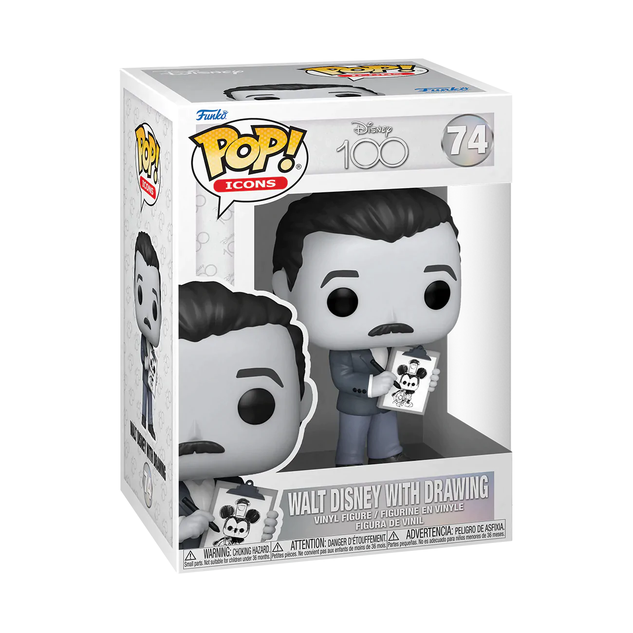 Funko Pop! Icons: Disney 100th - Walt Disney with Drawing Protected by an UltraPro SemiRigid Storage Case