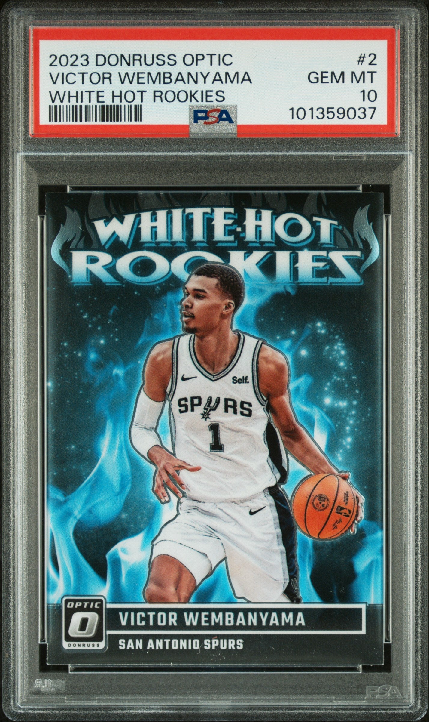 Graded 2023 Panini Donruss Optic Victor Wembanyama #2 White Hot Rookies Rookie RC Basketball Card PSA 10 Gem Mint