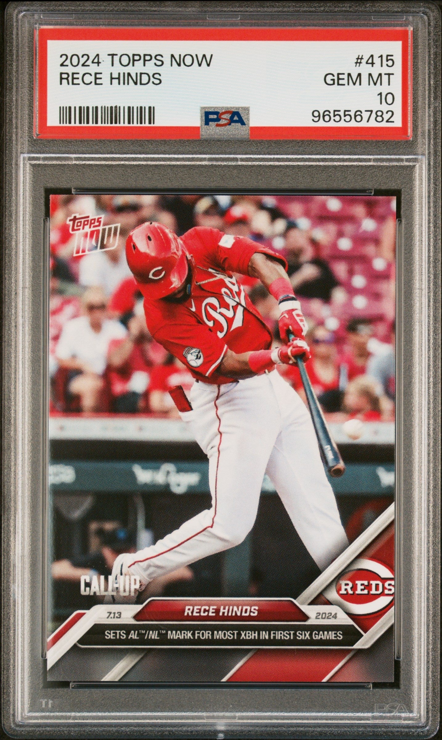 Graded 2024 Topps Now Rece Hinds #415 Rookie RC Baseball Card PSA 10 Gem Mint