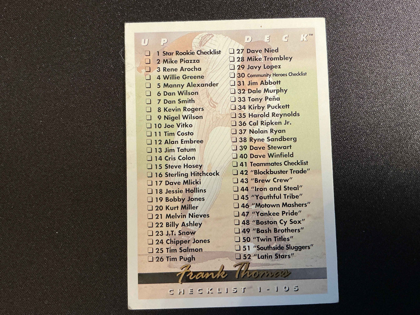 1993 Upper Deck #105 Frank Thomas CL Card