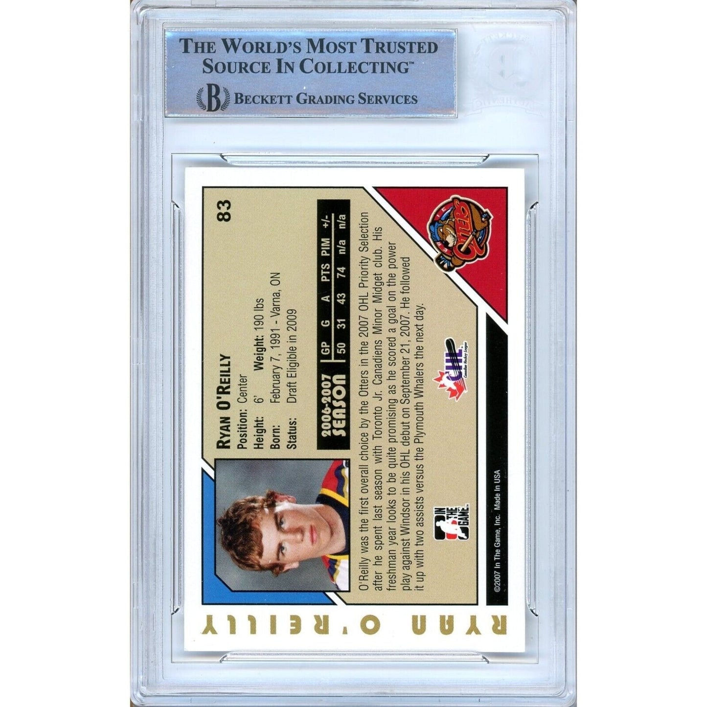 Ryan O'Reilly St. Louis Blues Signed 2007-08 ITG Heroes & Prospects Card Beckett Auth Auto