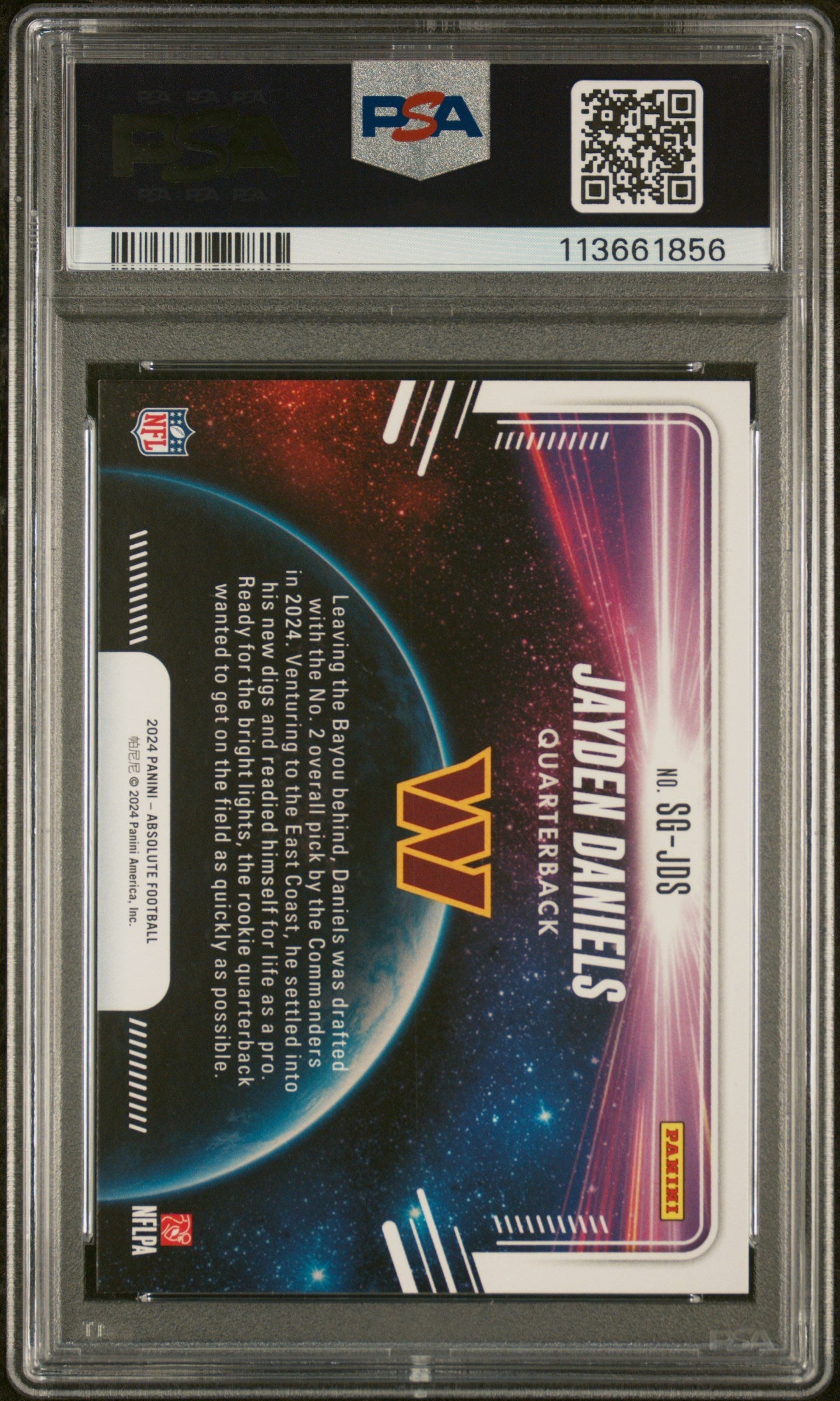 Graded 2024 Panini Absolute Jayden Daniels #SGJDS Star Gazing Rookie RC Football Card PSA 10 Gem Mint - Sport Cards