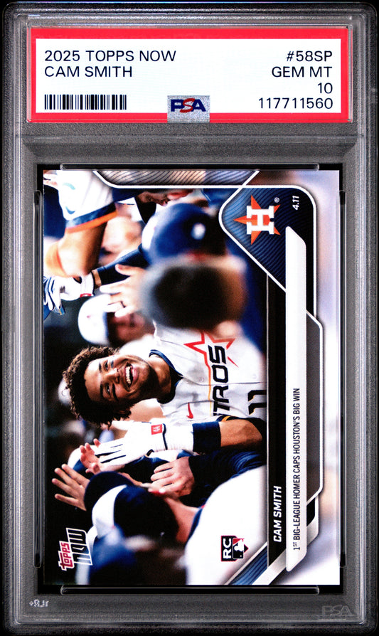 Graded 2025 Topps Now Cam Smith #58SP Rookie RC Baseball Card PSA 10 Gem Mint - Sport Cards