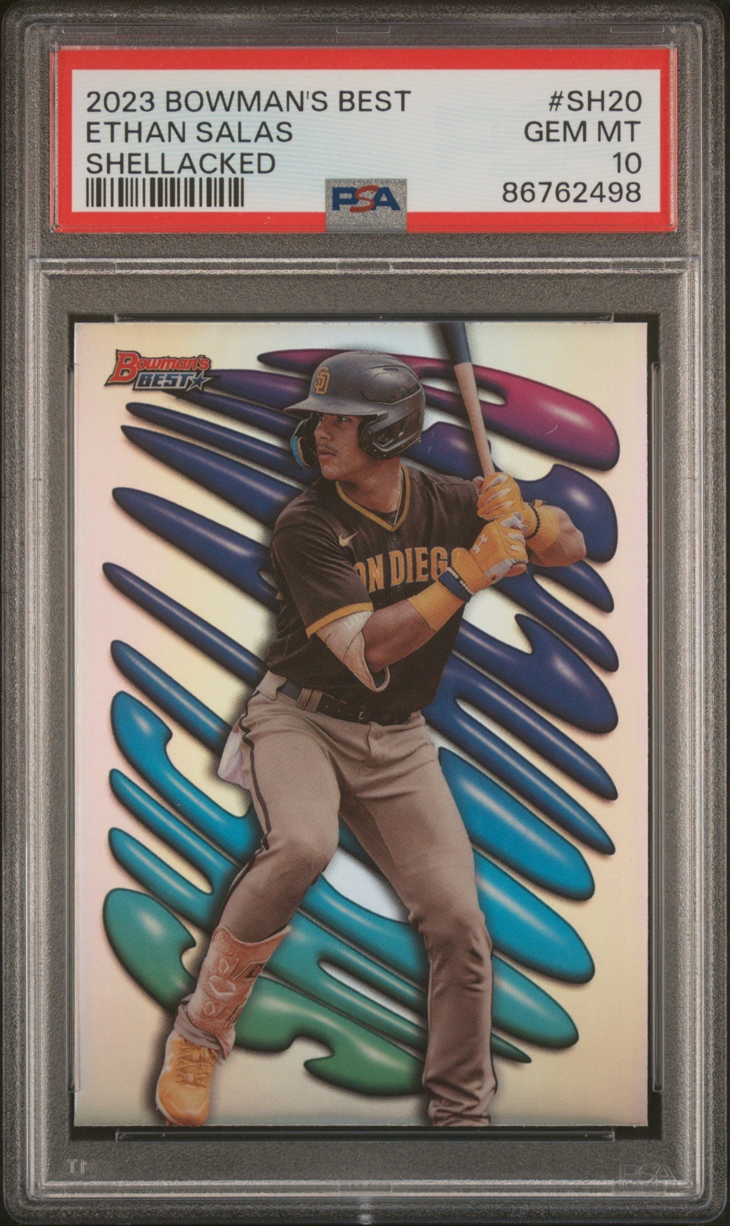 Graded 2023 Topps Bowmans Best Ethan Salas #SH20 Shellacked Rookie RC Baseball Card PSA 10 Gem Mint