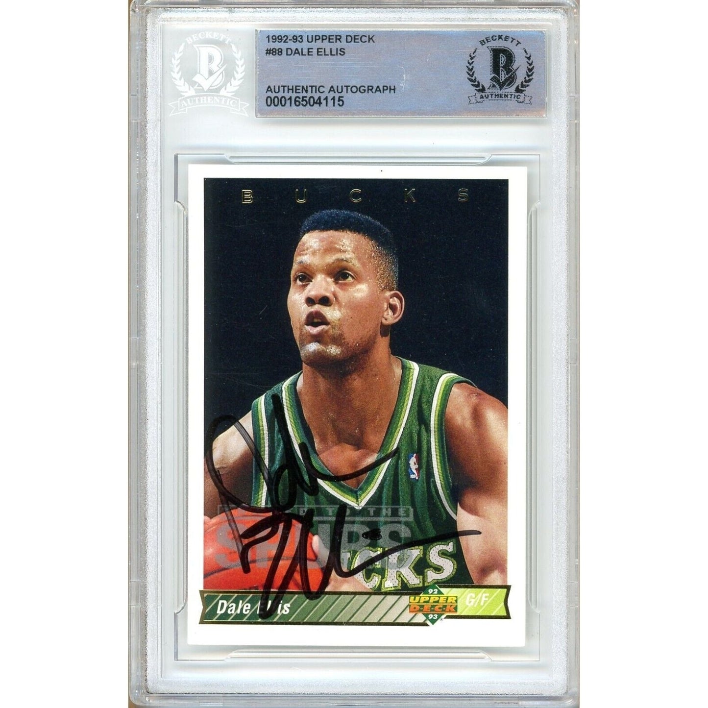 1992-93 Upper Deck #88 — Dale Ellis Milwaukee Bucks Autographed Trading Card — Beckett Authentication
