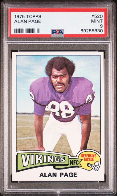 Graded 1975 Topps Alan Page #520 Football Card PSA 9 Mint