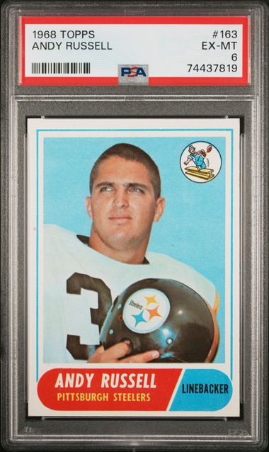 Graded 1968 Topps Andy Russell #163 Rookie RC Football Card PSA 6 EX-MT