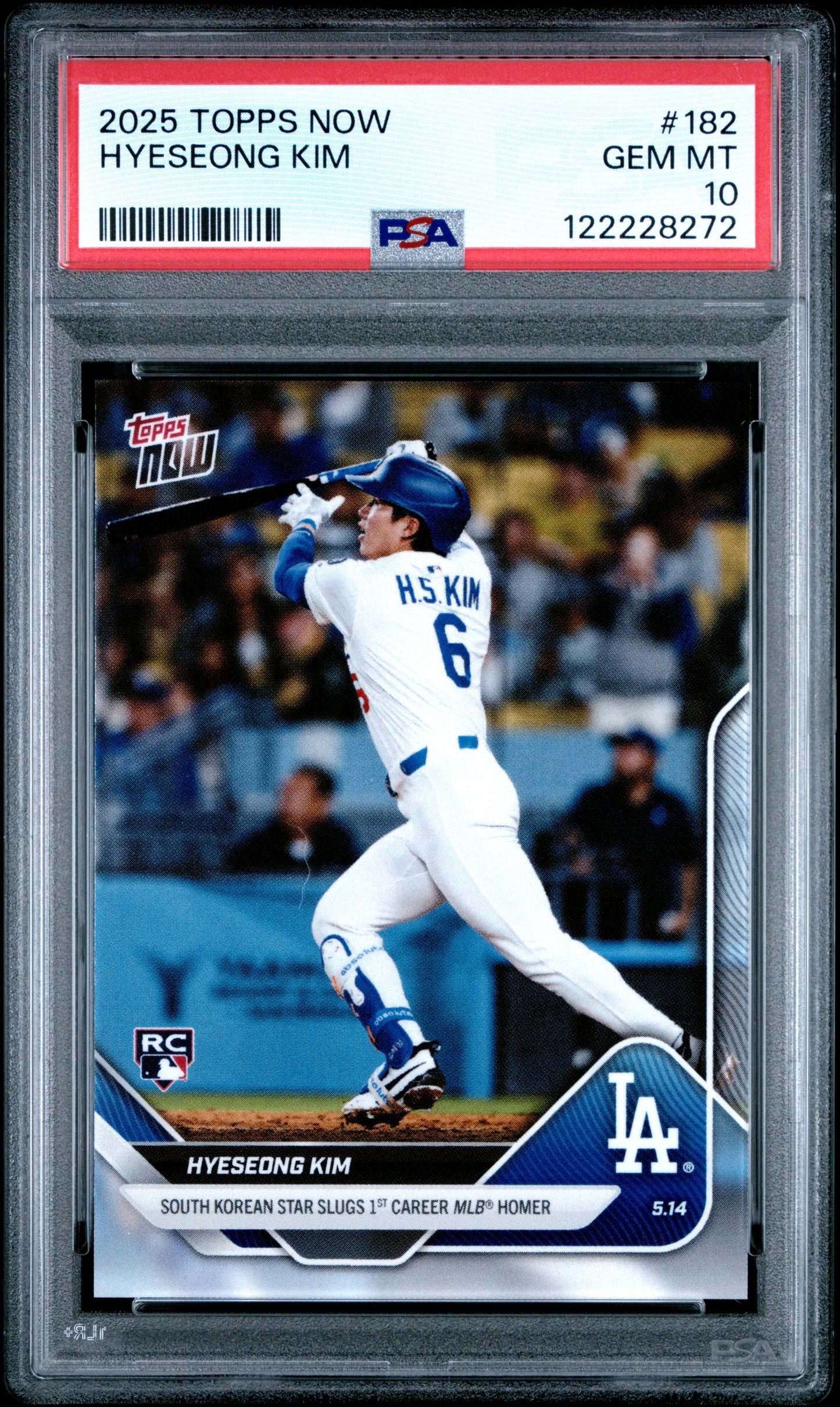 Graded 2025 Topps Now Hyeseong Kim #182 Rookie RC Baseball Card PSA 10 Gem Mint