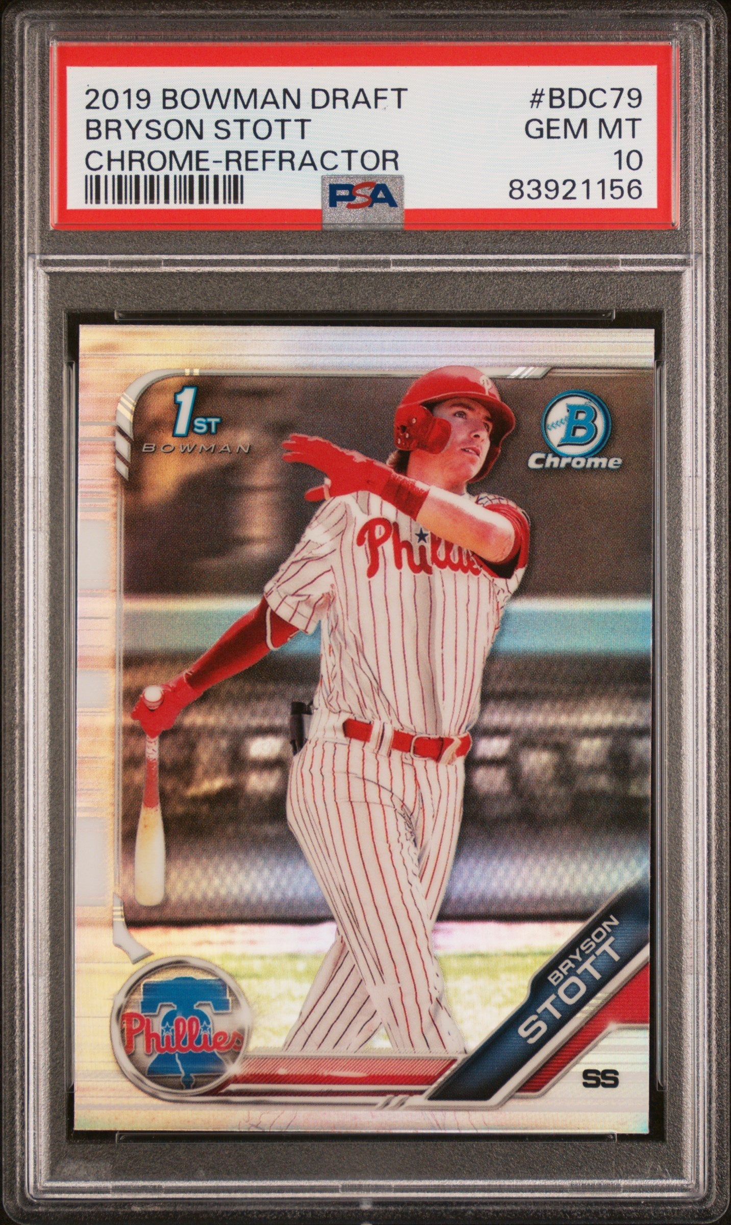 Graded 2019 Topps Bowman Draft Bryson Stott #BDC79 Chrome Refractor Rookie RC Baseball Card PSA 10 Gem Mint