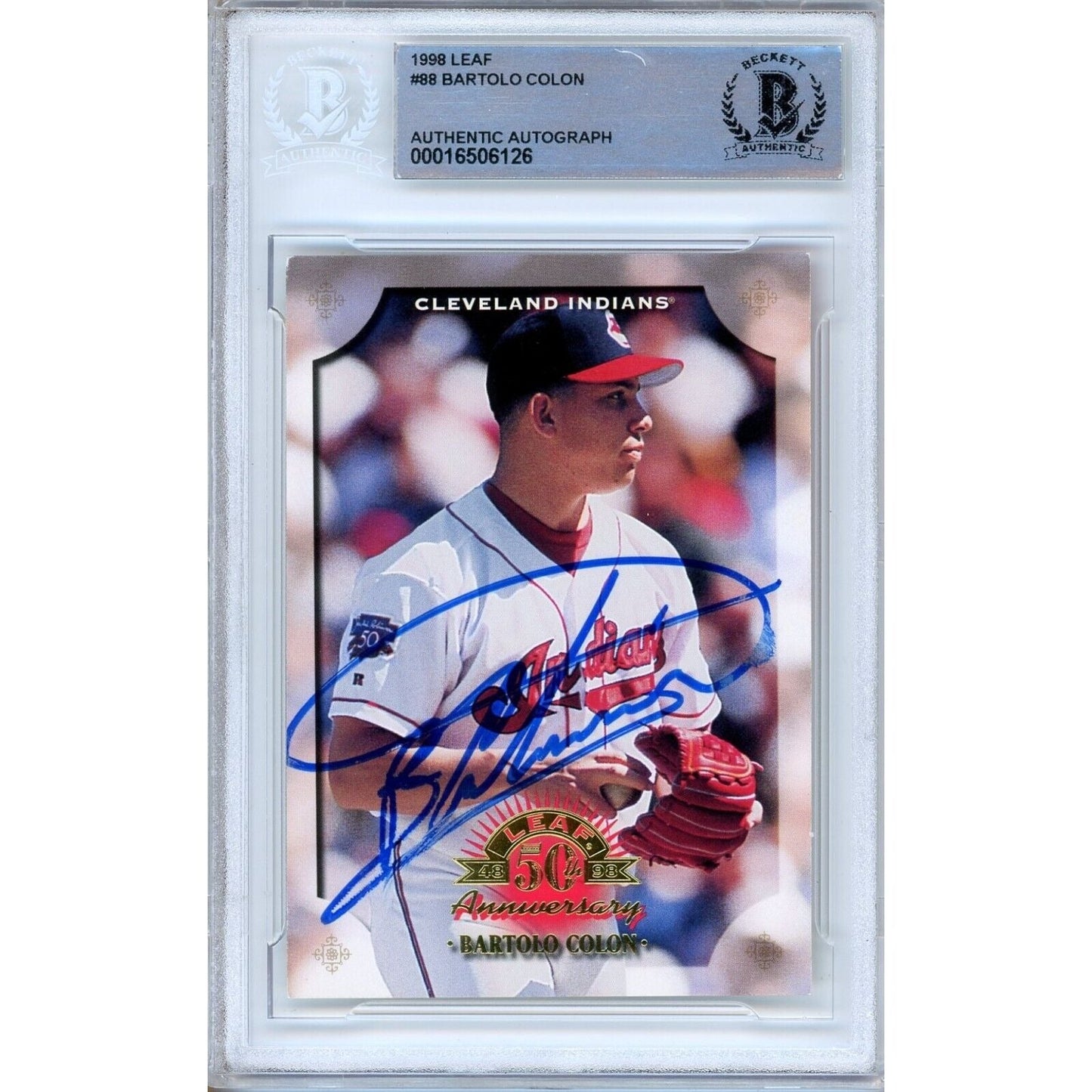1998 Leaf #88 — Bartolo Colon Cleveland Indians Autographed Trading Card — Beckett Authentication