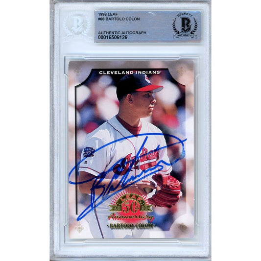1998 Leaf #88 — Bartolo Colon Cleveland Indians Autographed Trading Card — Beckett Authentication