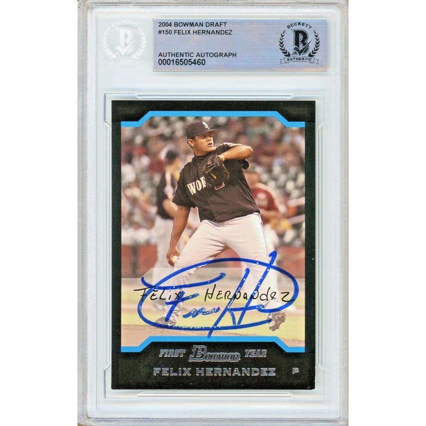 2004 Bowman Draft Picks and Prospects #150 — Felix Hernandez Seattle Mariners Autographed Trading Card — Beckett Authentication