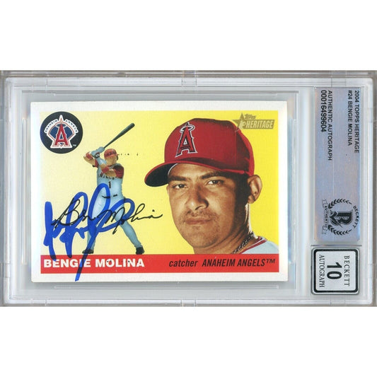 2004 Topps Heritage #24 — Bengie Molina LA Angels Autographed Trading Card — Beckett Authentication