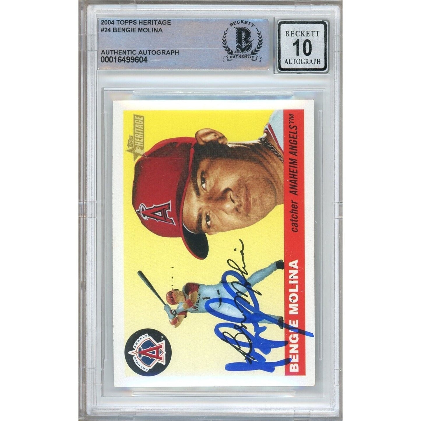 2004 Topps Heritage #24 — Bengie Molina LA Angels Autographed Trading Card — Beckett Authentication