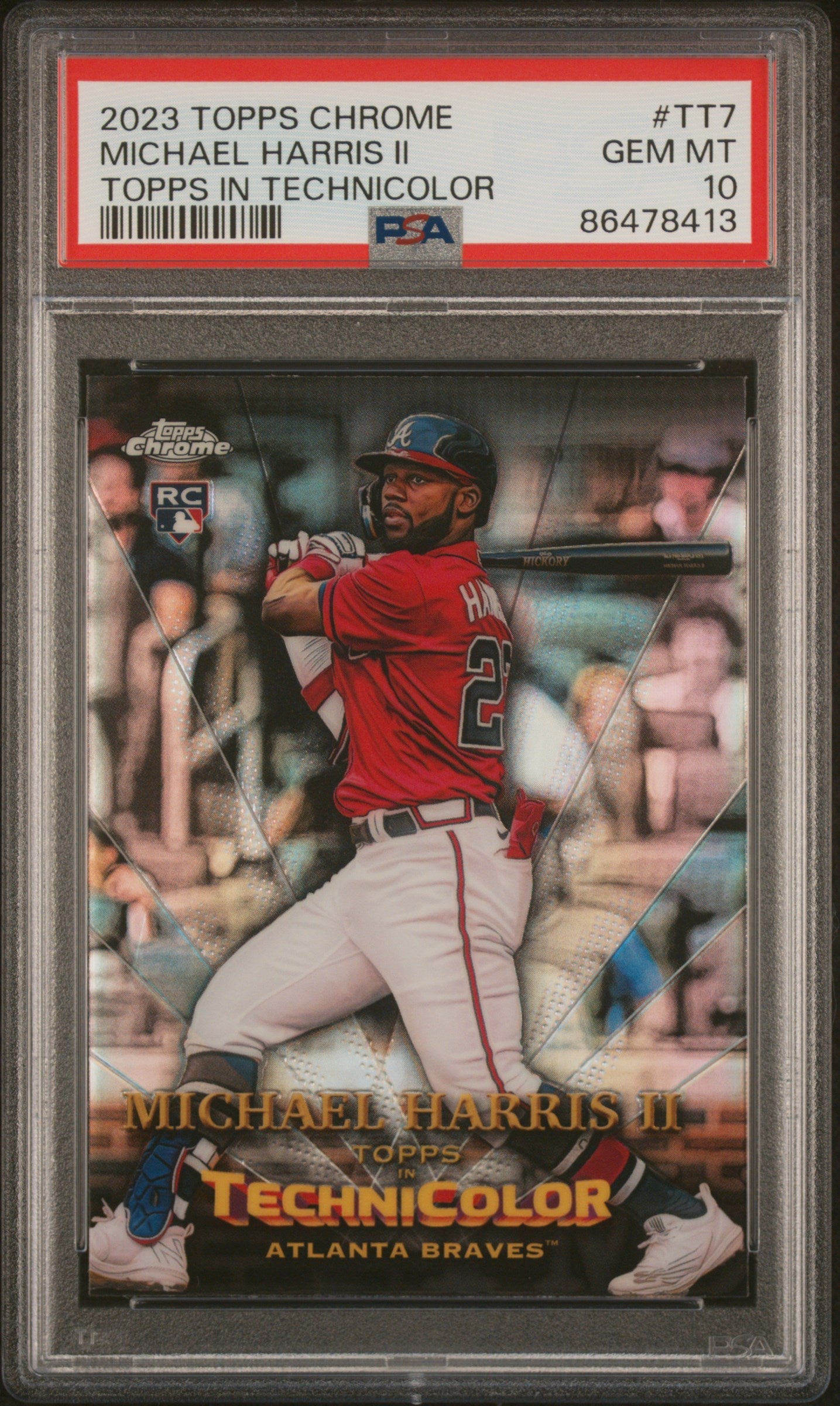 Graded 2023 Topps Chrome Michael Harris II #TT7 Topps in Technicolor Rookie RC Baseball Card PSA 10 Gem Mint