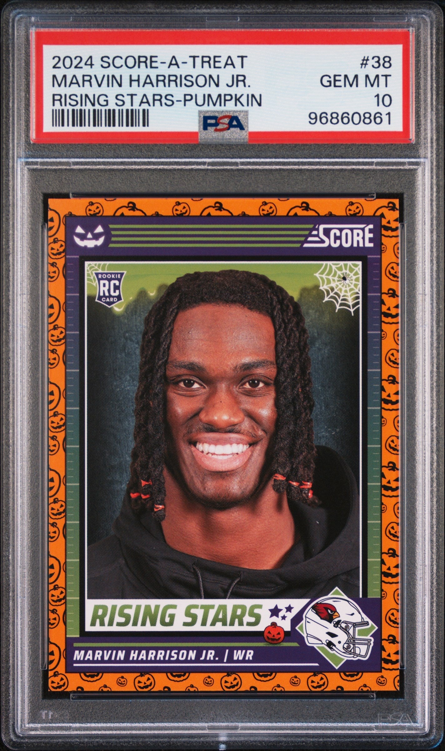 Graded 2024 Panini Score-A-Treat Marvin Harrison Jr #38 Rising Stars Pumpkin Rookie RC Football Card PSA 10 Gem Mint