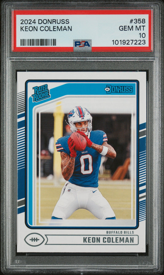 Graded 2024 Panini Donruss Keon Coleman #358 Rookie RC Football Card PSA 10 Gem Mint - Sport Cards