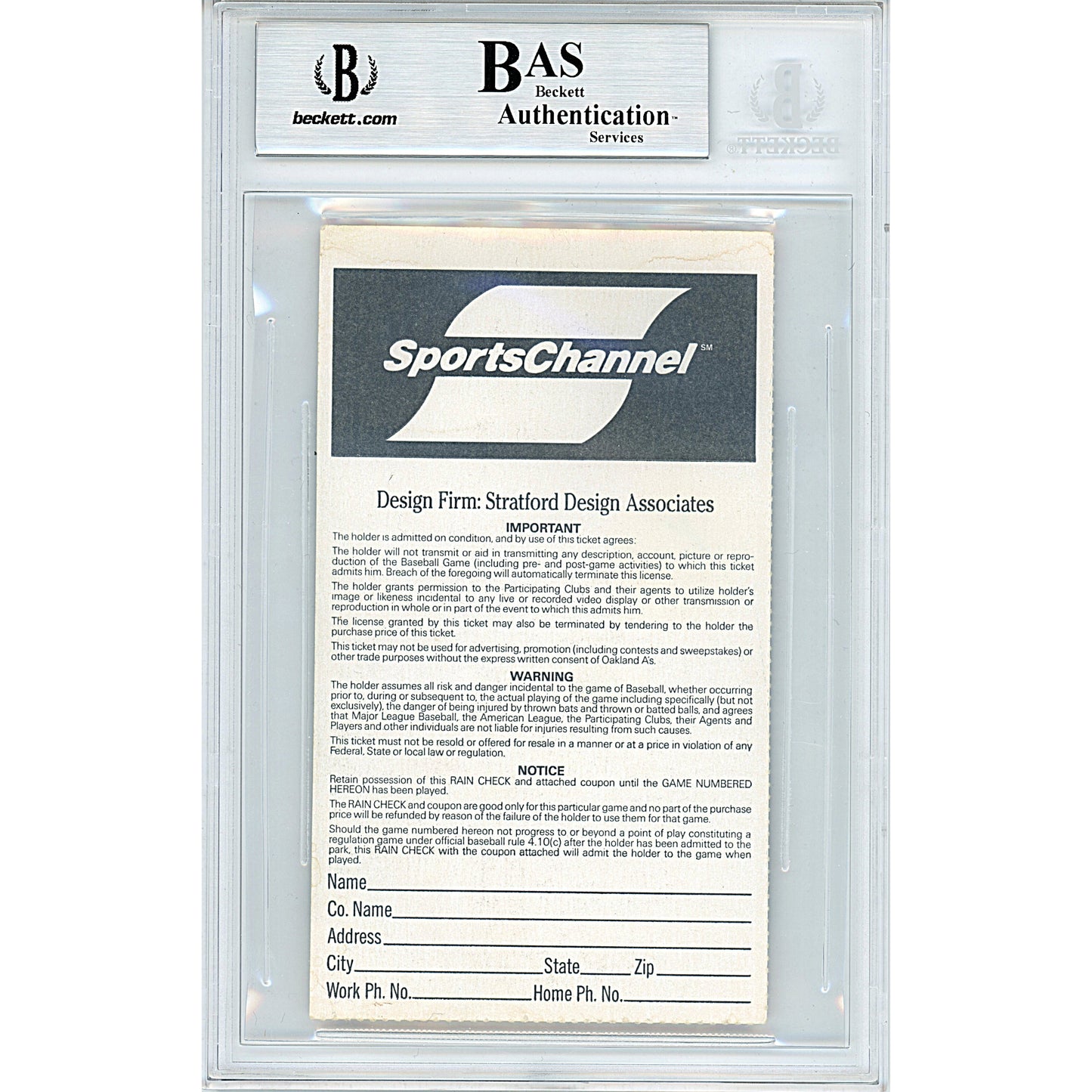 Ariel Prieto Autographed Oakland Athletics MLB Debut Baseball Ticket Stub — Beckett Authentication