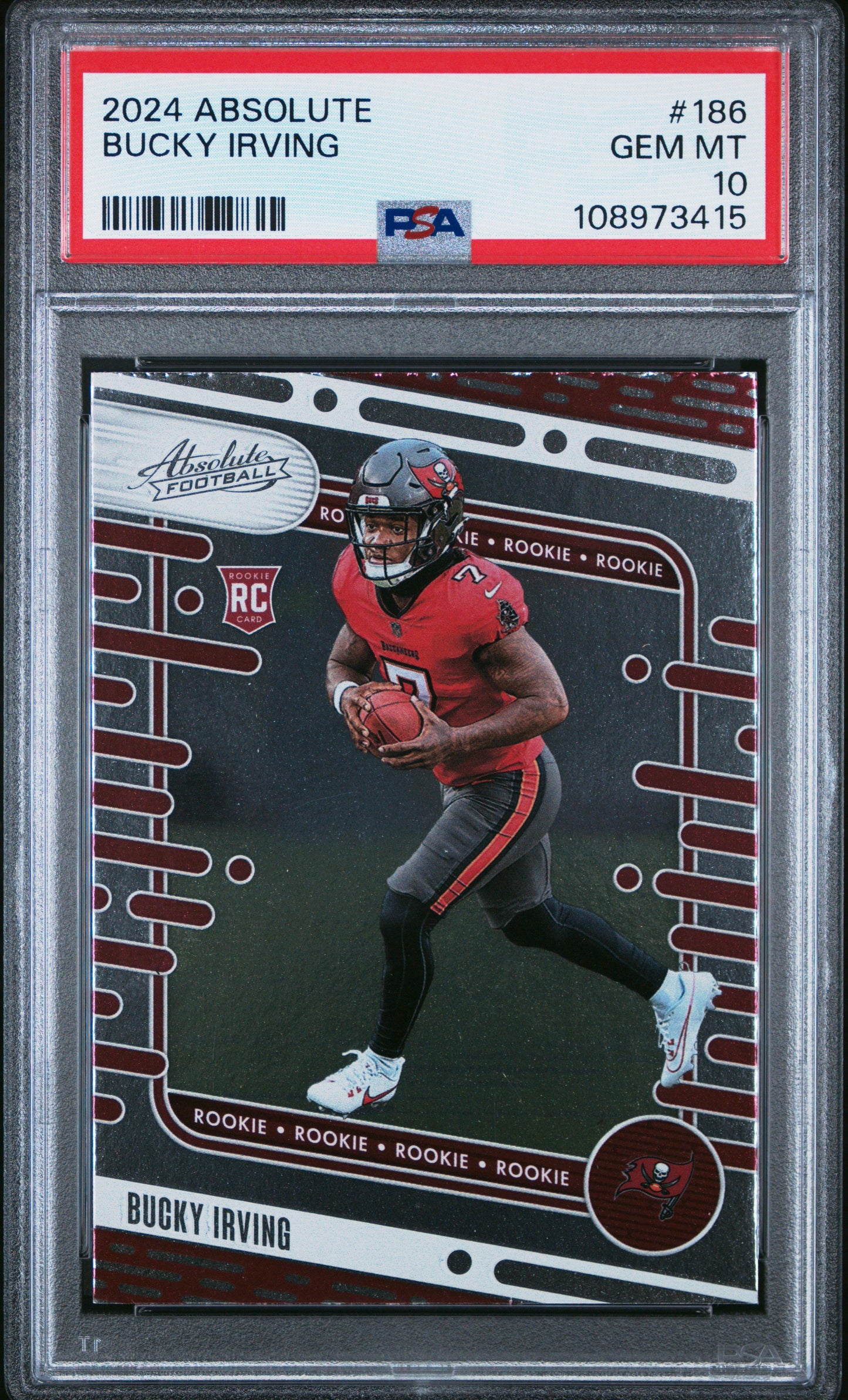 Graded 2024 Panini Absolute Bucky Irving #186 Rookie RC Football Card PSA 10 Gem Mint