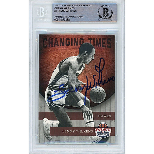 2011 Panini Past and Present #6— Lenny Wilkens Atlanta Hawks Autographed Trading Card — Beckett Authentication