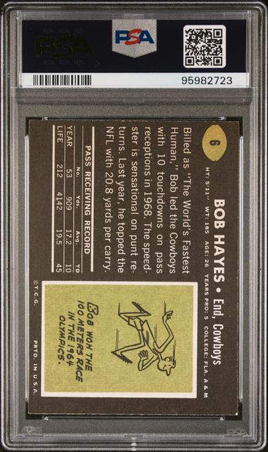 Graded 1969 Topps Bob Hayes #6 Football Card PSA 3 Very Good